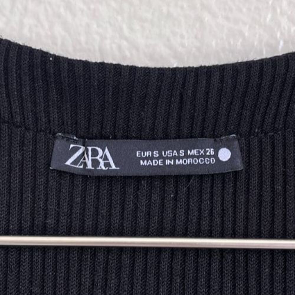Zara Rib Button Down Midi Dress in Black Size SMALL - Picture 4 of 4